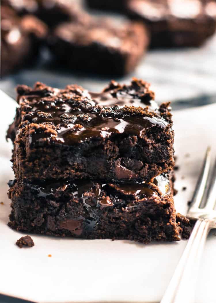 Stack of two paleo brownies