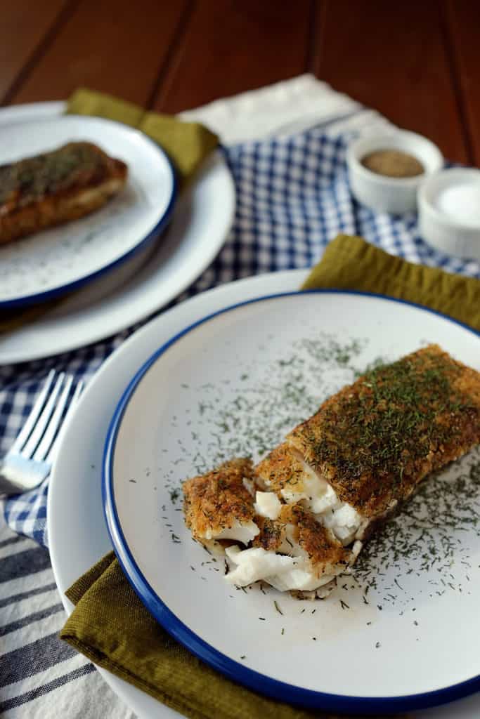 Buttery dill fried halibut two