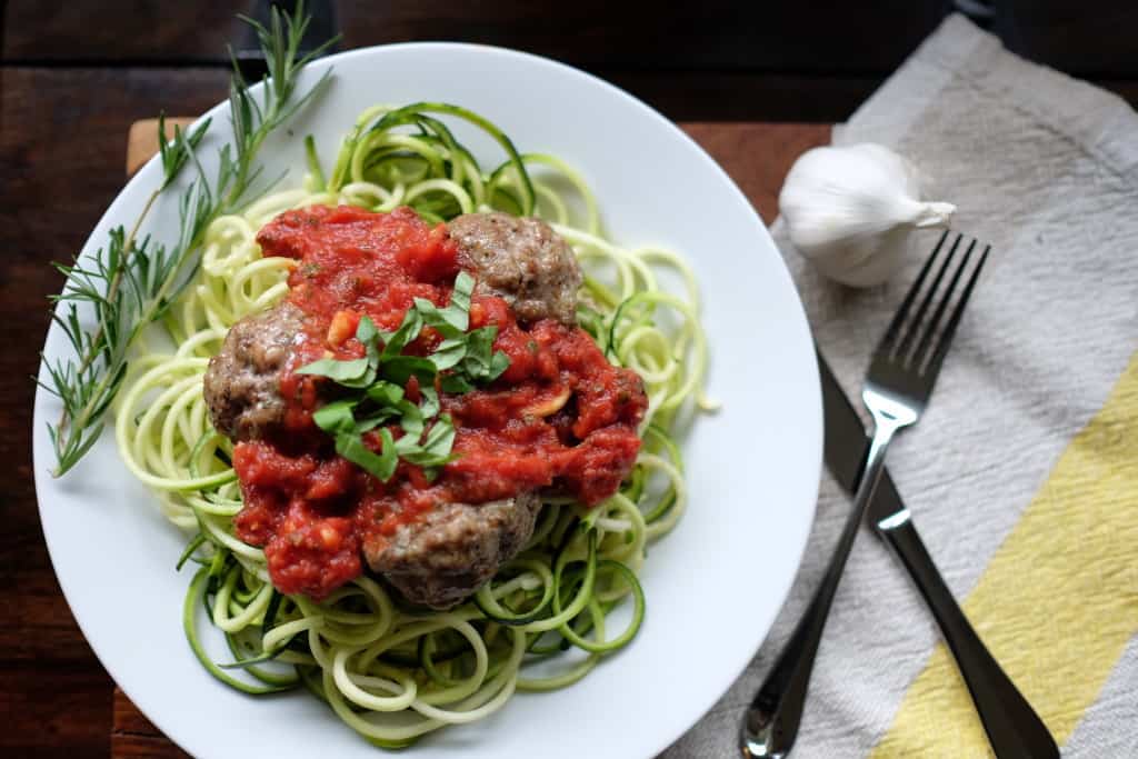 Paleo spaghetti and meatballs