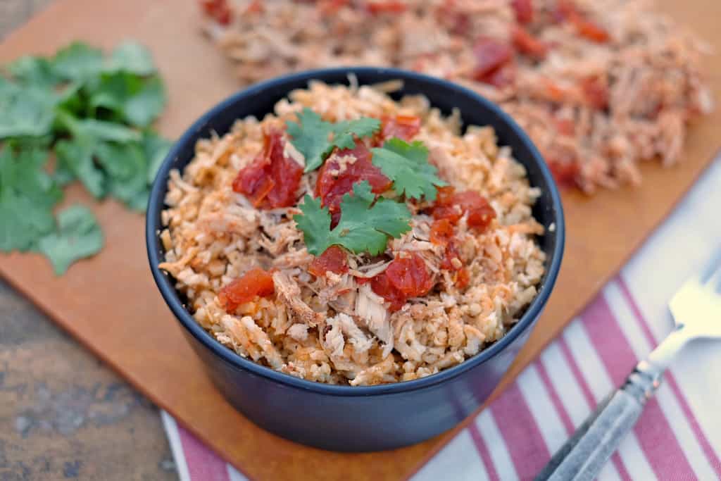 Crockpot enchilada chicken bowls