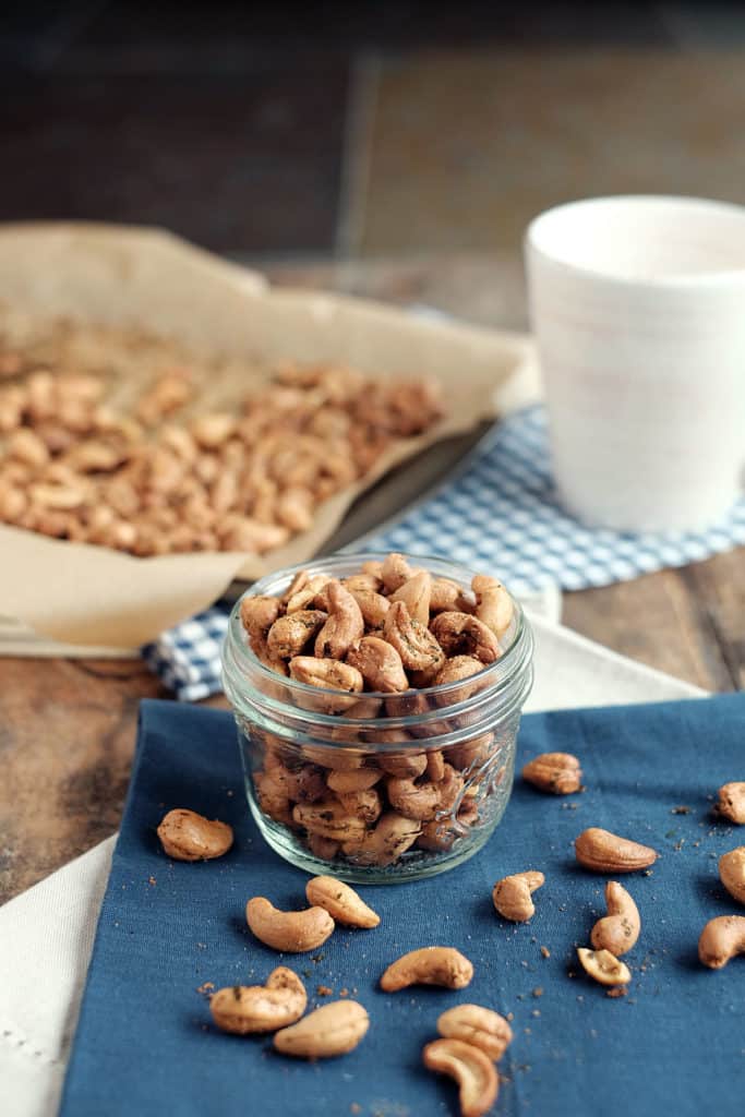 A simple snack to have on hand for a party or for a quick snack, these ranch roasted cashews are easy to make and won't last long! Paleo, clean, and easy! | realsimplegood.com