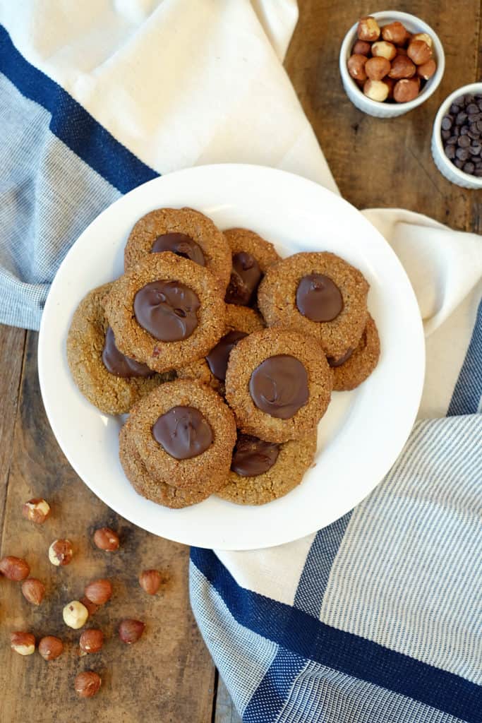 Hazelnut thumbprint cookies