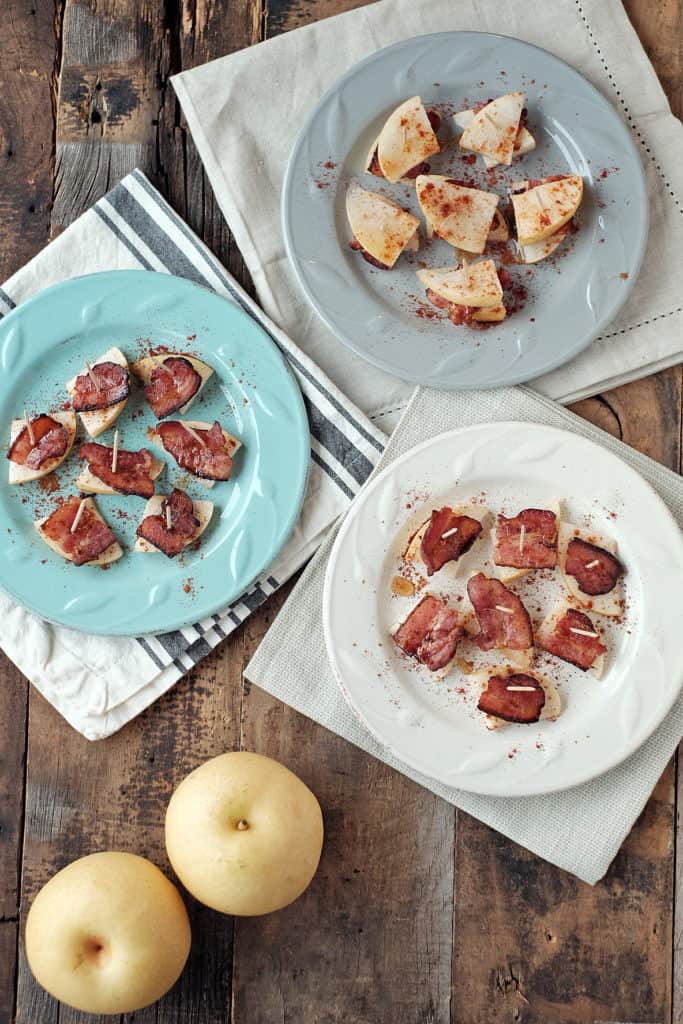 Looking for a unique paleo appetizer? Look no further. We have you covered here with these quick and easy pear and bacon bites. Salty, sweet, and easy! | Paleo, clean, & easy! | realsimplegood.com