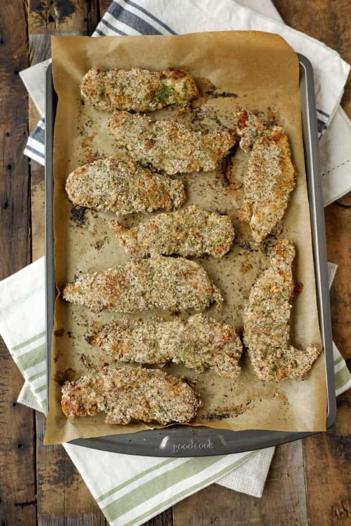 Our Paleo + Whole30 baked ranch chicken tenders are taking it up a notch.The ranch seasoned coating is perfect for dipping into your favorite sauces. Paleo + Whole30. | realsimplegood.com
