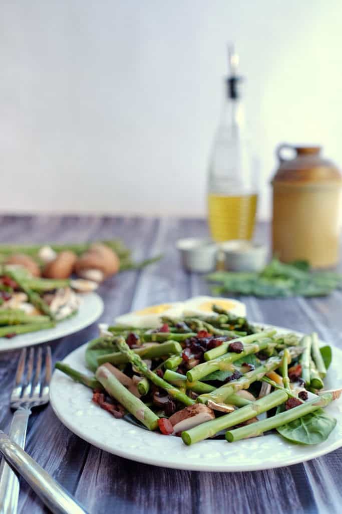 Honey mustard asparagus bacon salad