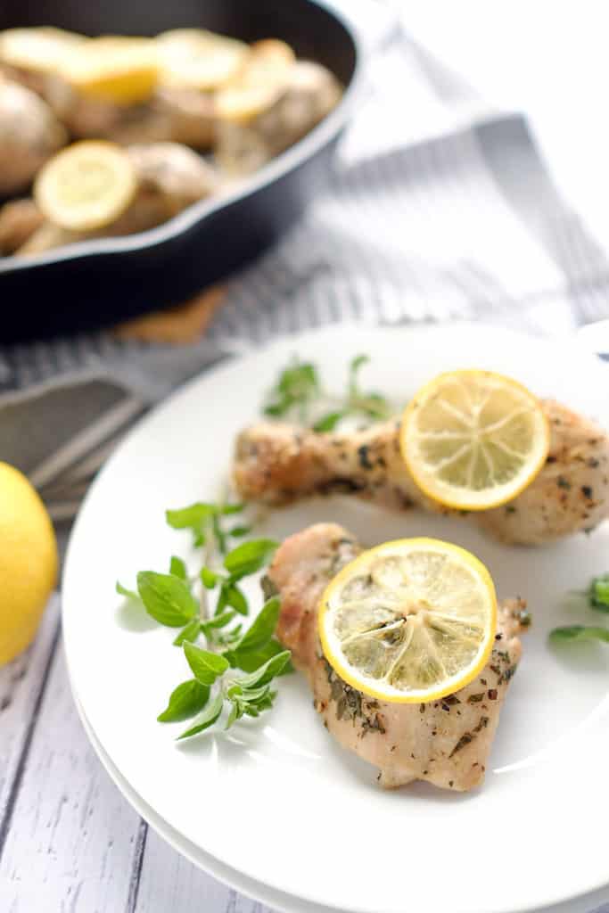 This Paleo + Whole30 lemon oregano chicken is so simple with only six ingredients, two of which are salt and pepper. Talk about an easy weeknight dinner! Paleo + Whole30. | realsimplegood.com