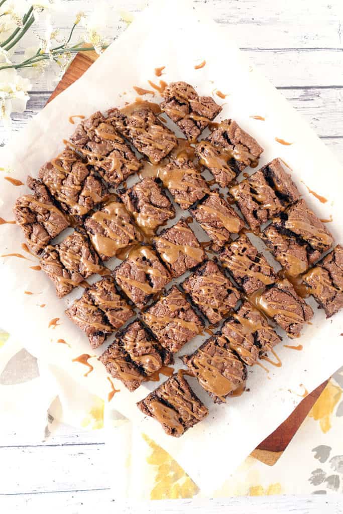 Salted caramel double chocolate brownies two