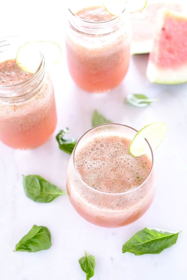 Strawberry basil watermelon agua fresca 