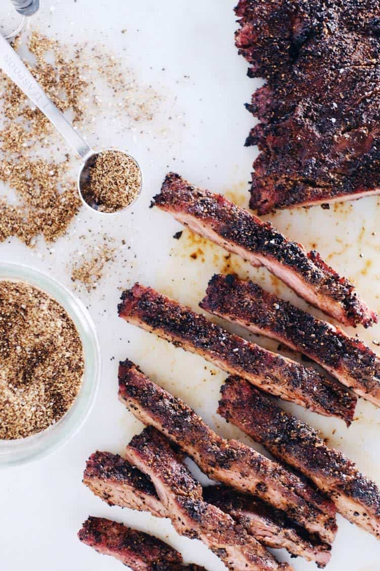 Kick it up a notch with this coffee rubbed steak. A simple and elegant way to prepare any steak, the coffee rub is easy to make with only 8 ingredients. Paleo + Gluten-Free. | realsimplegood.com