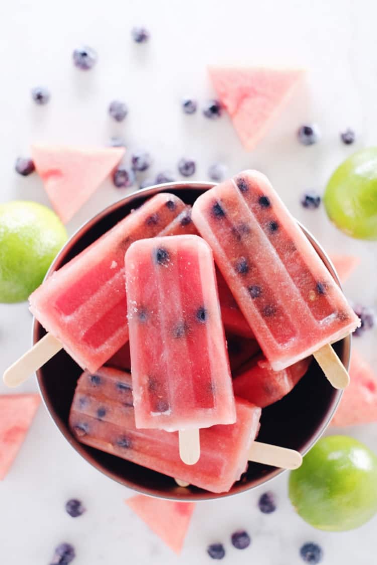 These watermelon blueberry lime popsicles are not only made with real fruit but are also dairy-free and refined sugar-free which makes them a sinless treat! Paleo, Dairy-Free +Refined Sugar-Free. | realsimplegood.com