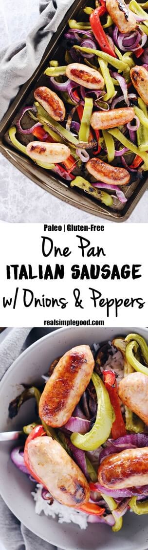 One Pan Italian Sausage with Onions and Peppers  Paleo   Whole30  - 92