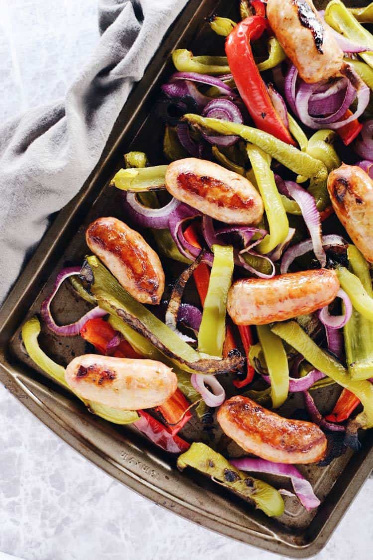 Are you looking for a super simple, easy weeknight meal? We've got you covered with this Paleo + Whole30 one pan Italian sausage with onions and peppers. Paleo, Whole30 + Gluten-Free. | realsimplegood.com