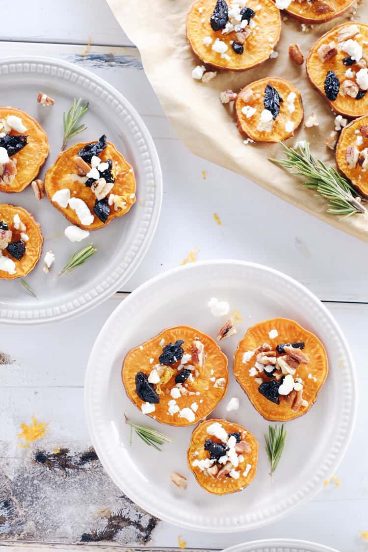 We love making something appear fancy with little effort! These roasted sweet potato bites are exactly that and perfect for all your holiday gatherings! Gluten-Free, Clean + Easy. | realsimplegood.com