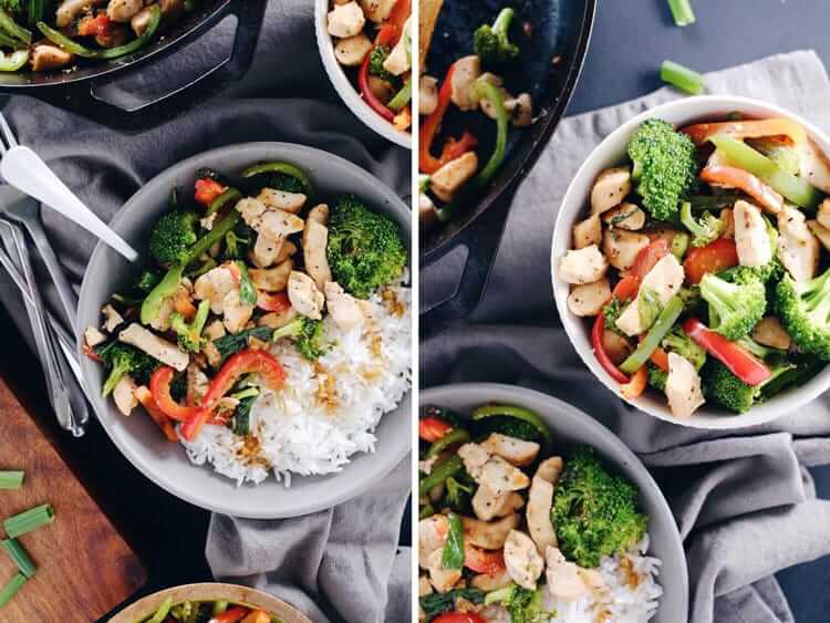 As far as Paleo makeovers go, this teriyaki chicken stir-fry was due! It's super simple, yet bursting with flavor from the garlic, ginger and fresh veggies! Paleo, GF, Soy-Free + Refined Sugar-Free. | realsimplegood.com