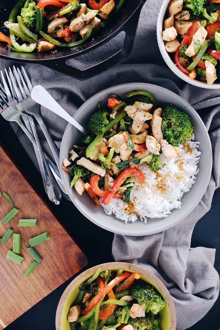 As far as Paleo makeovers go, this teriyaki chicken stir-fry was due! It's super simple, yet bursting with flavor from the garlic, ginger and fresh veggies! Paleo, GF, Soy-Free + Refined Sugar-Free. | realsimplegood.com