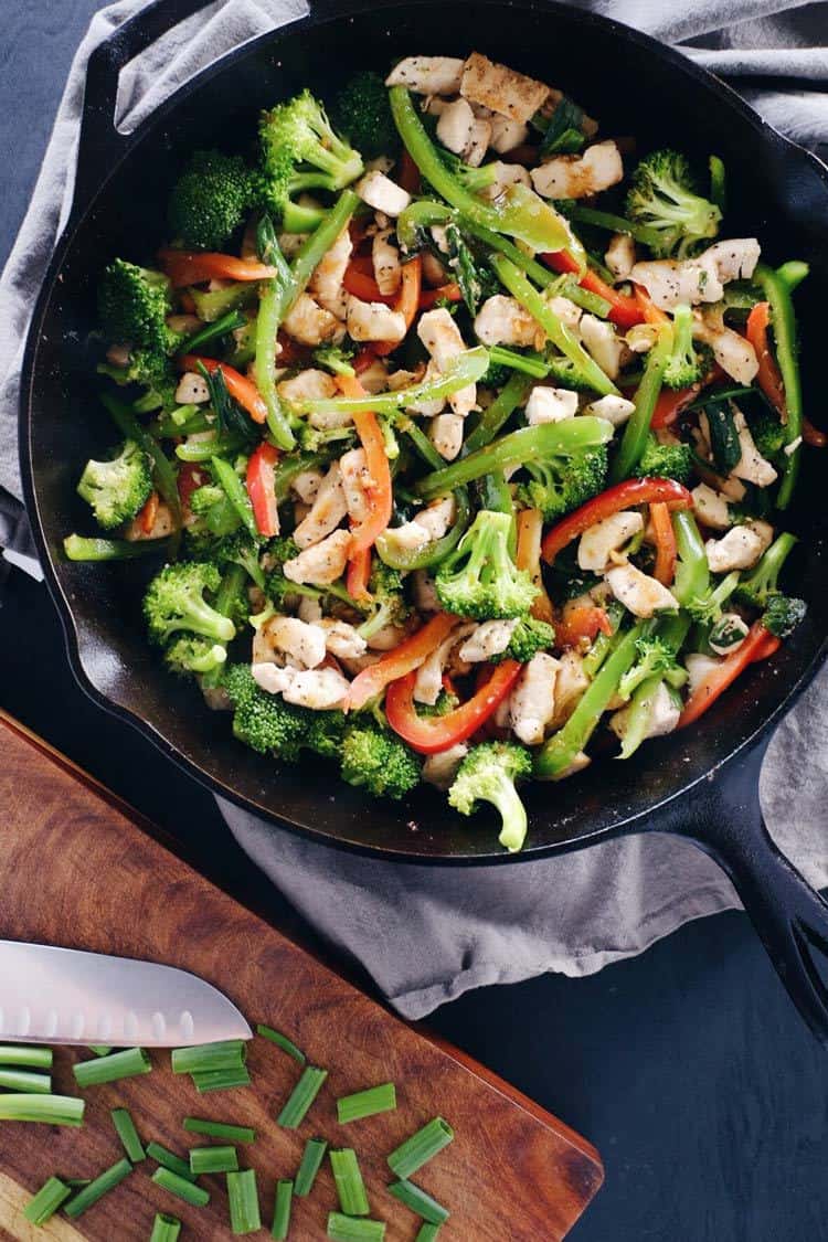 As far as Paleo makeovers go, this teriyaki chicken stir-fry was due! It's super simple, yet bursting with flavor from the garlic, ginger and fresh veggies! Paleo, GF, Soy-Free + Refined Sugar-Free. | realsimplegood.com