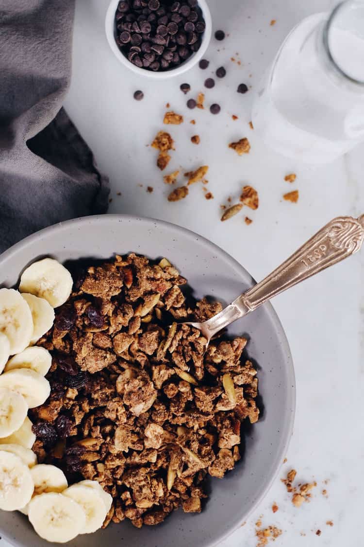 If you've never made your own granola, you must try! This Paleo cinnamon spiced granola is easy and so worth it! It's a grain-free version you'll love! Paleo, Grain-Free, Gluten-Free + Refined Sugar-Free. | realsimplegood.com