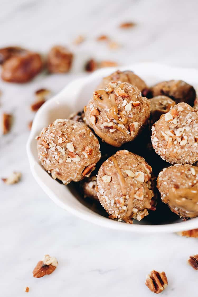 What's better than a tasty little bite? Well, a tasty bite that is super simple to make and only has 5 ingredients! You will recognize and probably have on hand all 5 of the ingredients for these Pecan Date Energy Bites if you have a pretty well stocked Paleo pantry! #paleo #glutenfree #dairyfree #snackattack | realsimplegood.com