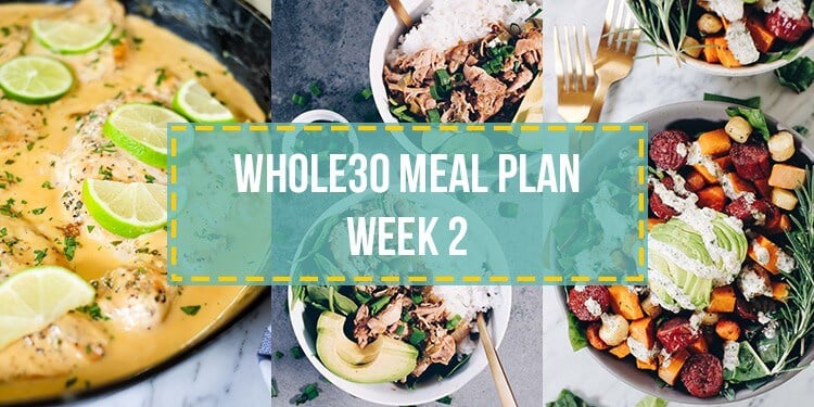 Whole30 food list meal plan week 2 collage