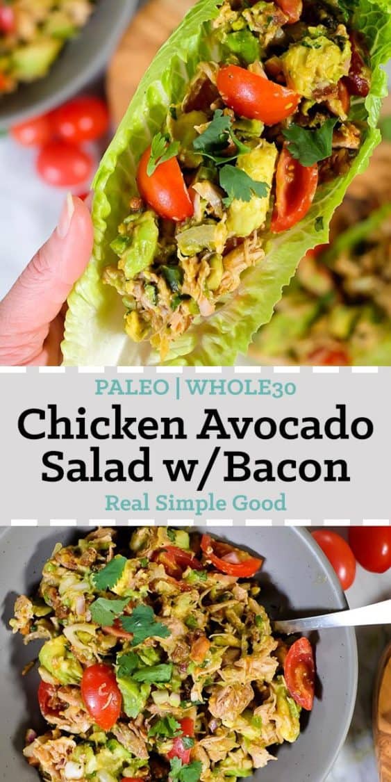 Chicken Avocado Salad with Bacon  Paleo  Whole30   Keto  - 90