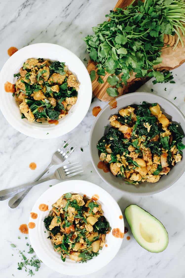 Basically a combination of scrambled eggs and a breakfast hash mixture, this chorizo and eggs is a flavorful Paleo and Whole30 breakfast option! Delicious chorizo blends with seasoned potatoes and greens for an easy and balanced Whole30 breakfast. It's bound to become one of your go-to Whole30 breakfast recipes! | realsimplegood.com #Whole30 #Paleo