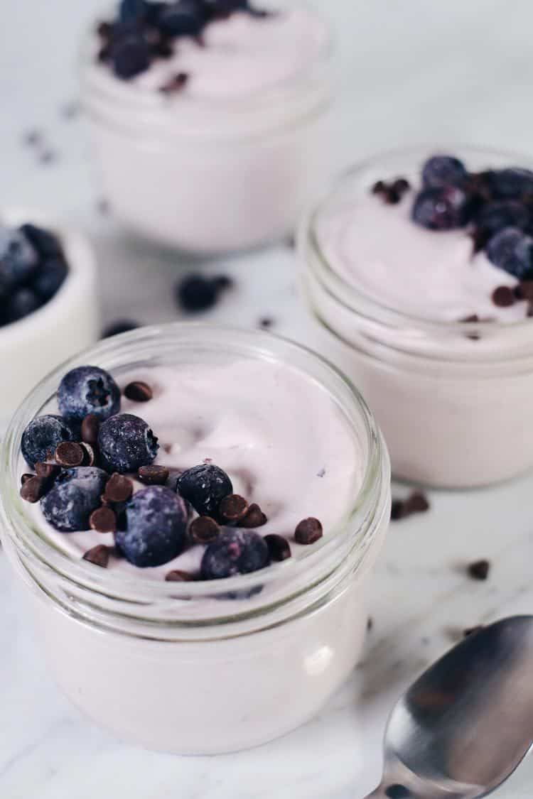 This easy berry mousse is perfect example of a sweet treat that I love that is dairy-free and has no added sugar, just the natural sugar from berries used. Only 10 minutes of active prep time. Paleo, Dairy-Free + No Added Sugar. | realsimplegood.com