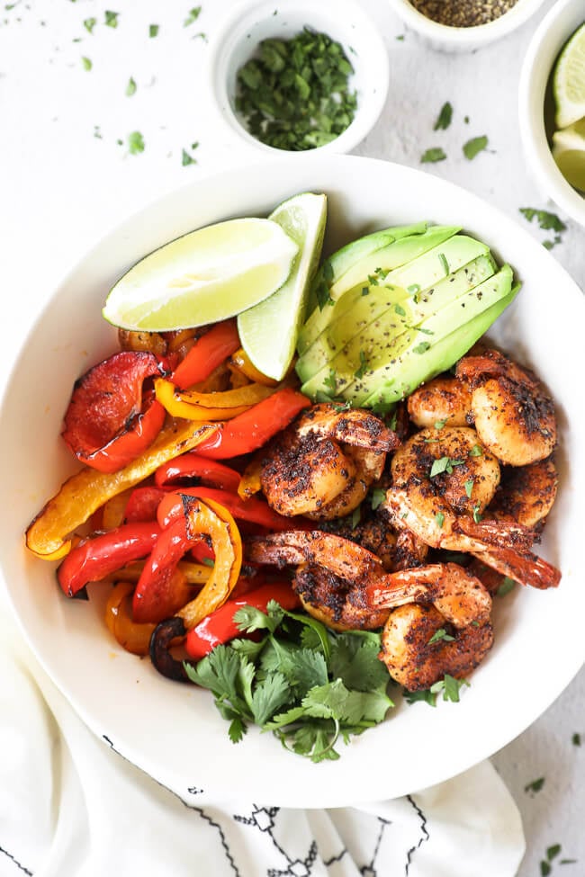 20 Minute Skillet Blackened Shrimp Fajitas