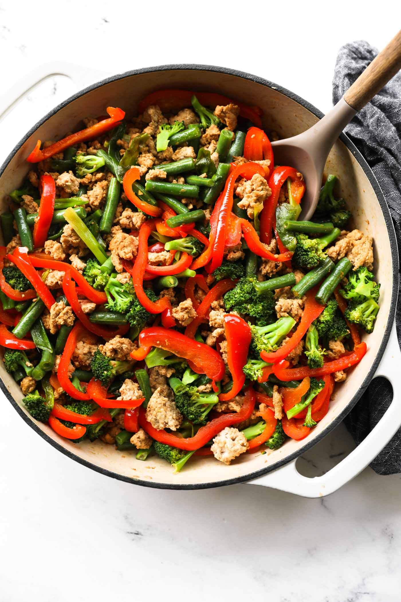 Simple stir-fry with turkey SPAM