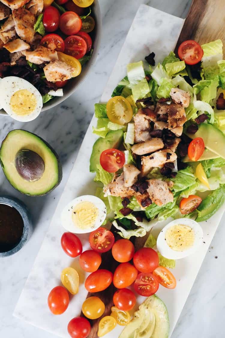 Whole30 Cobb Salad with Lemon Tahini Dressing