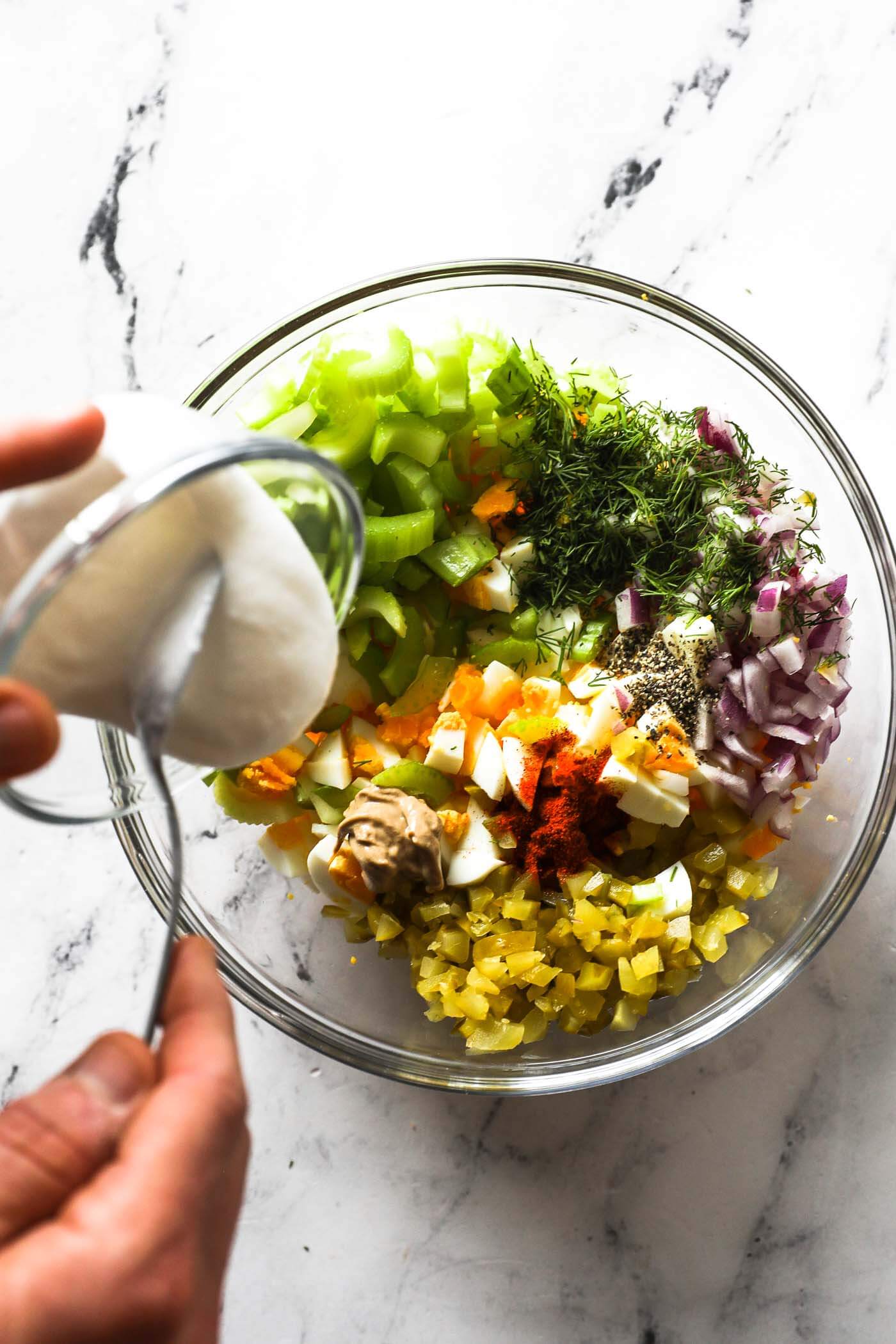 One Bowl Healthy Egg Salad - Kalejunkie