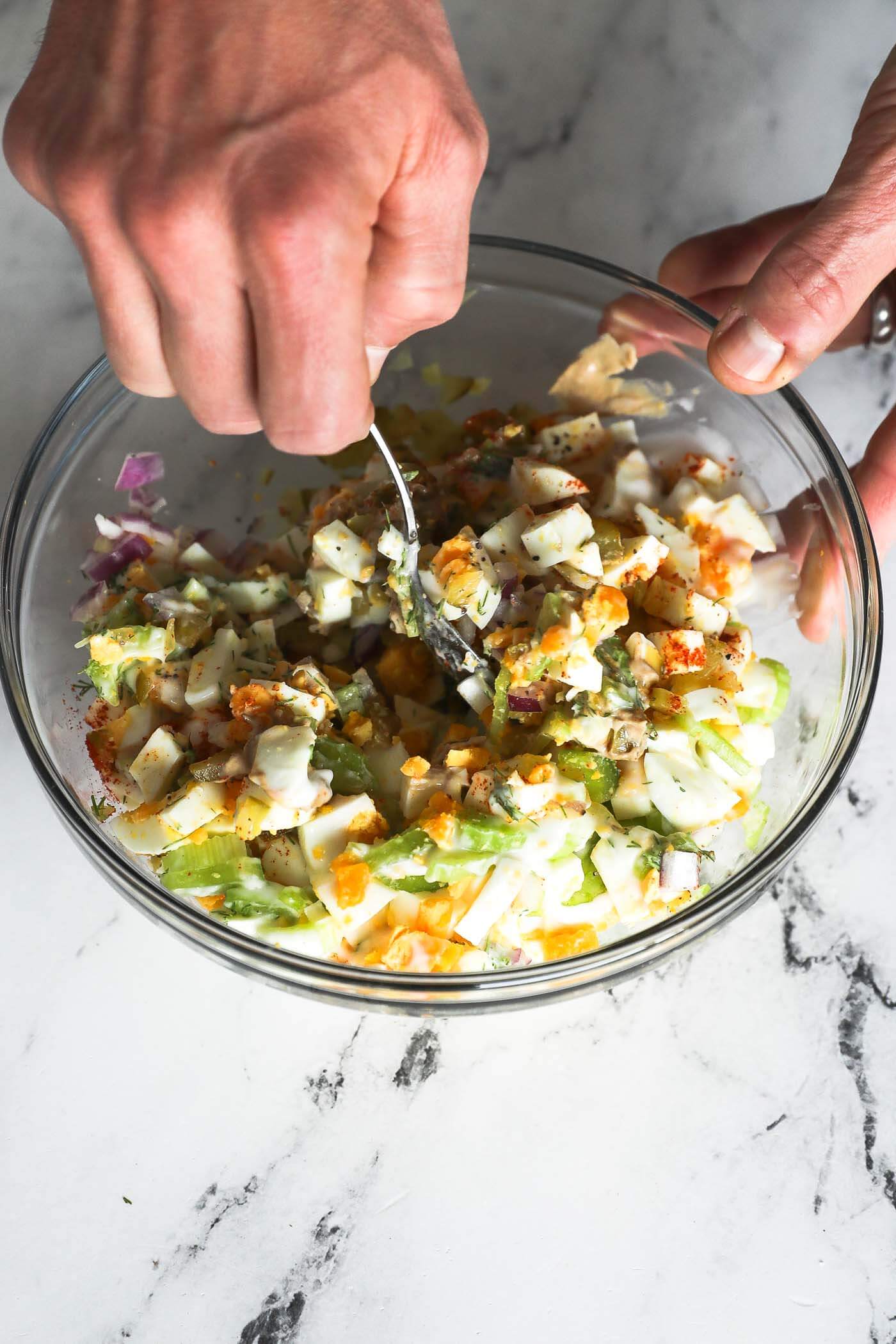 One Bowl Healthy Egg Salad - Kalejunkie