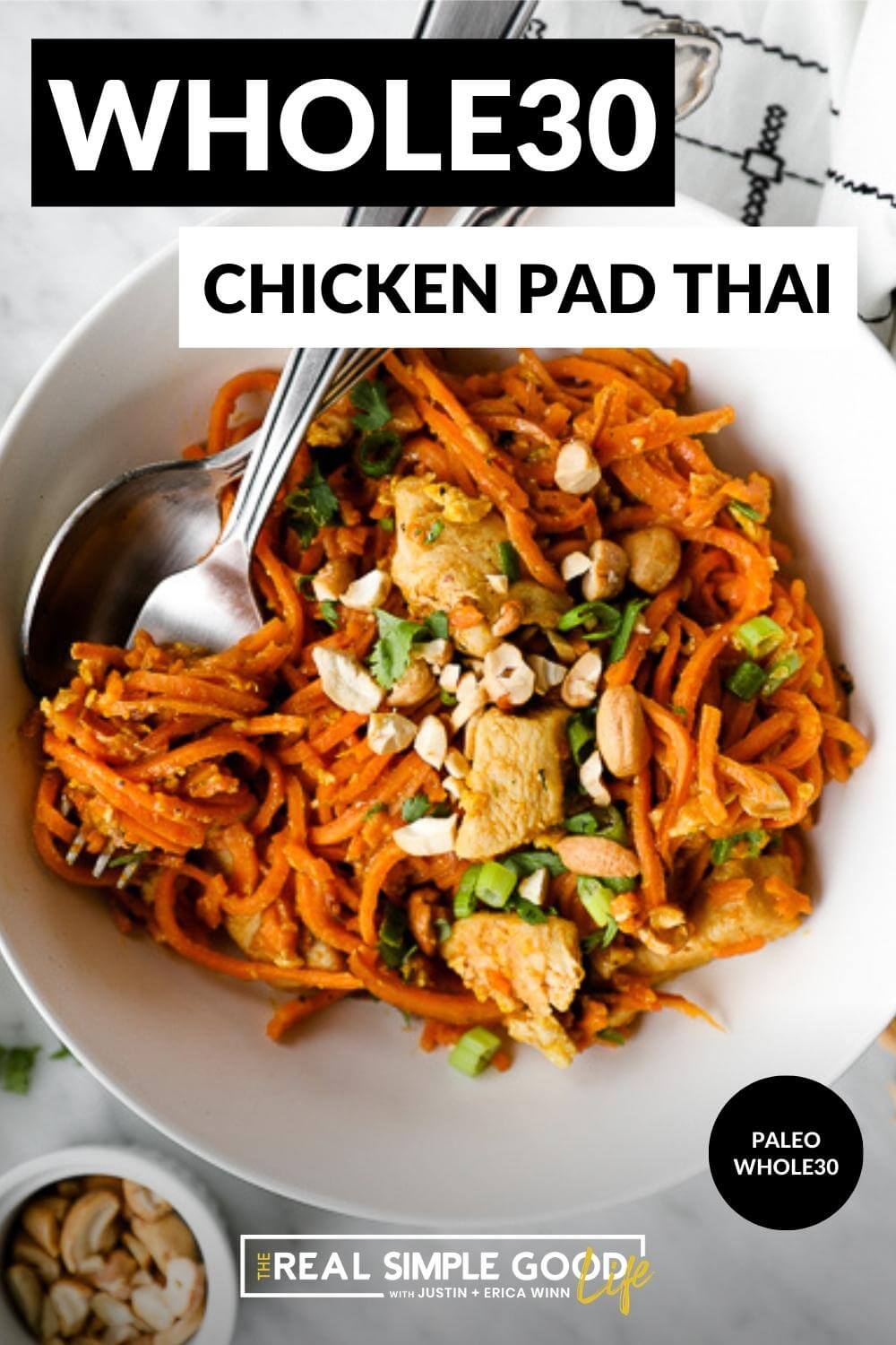 Healthy Sweet Potato Chicken Pad Thai Recipe (Paleo + Whole30)