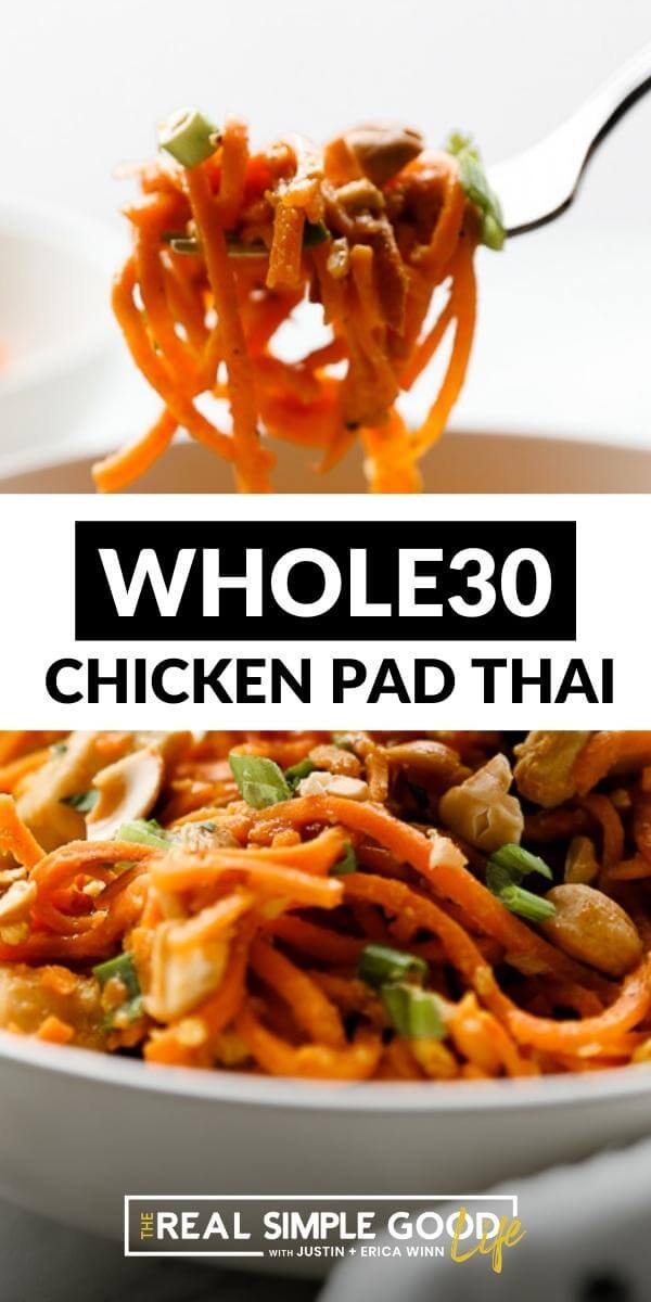 Healthy Sweet Potato Chicken Pad Thai Recipe (Paleo + Whole30)