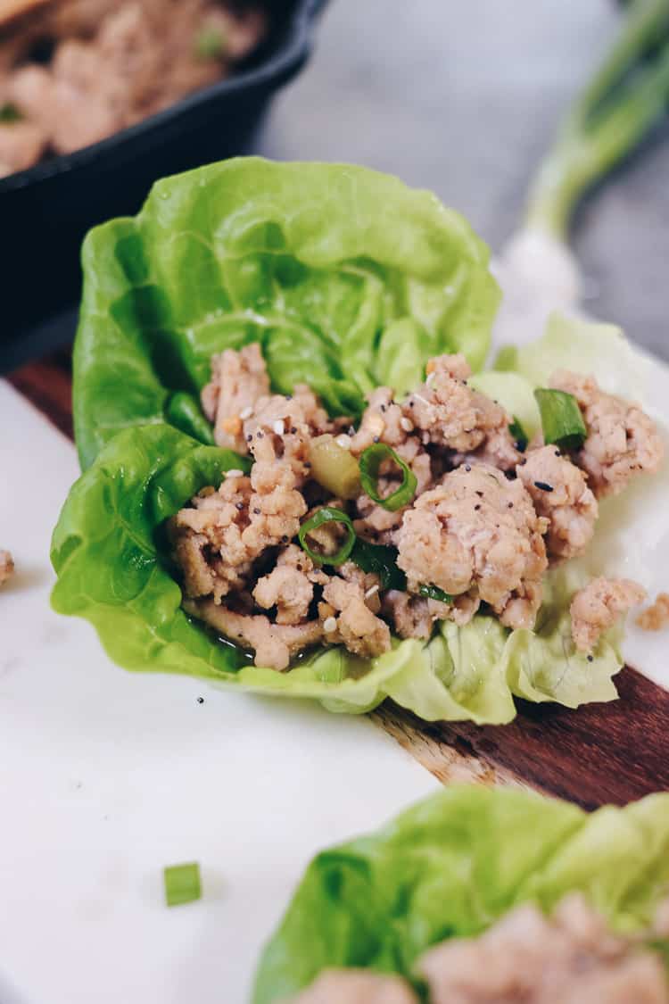 Simple, easy and quick dinners always end up being our favorite! These Healthy Teriyaki Chicken Lettuce Wraps are a total breeze to make and Paleo friendly!  Gluten-Free, Soy-Free + Refined Sugar-Free. | realsimplegood.com