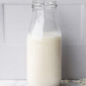 Homemade coconut milk in a bottle