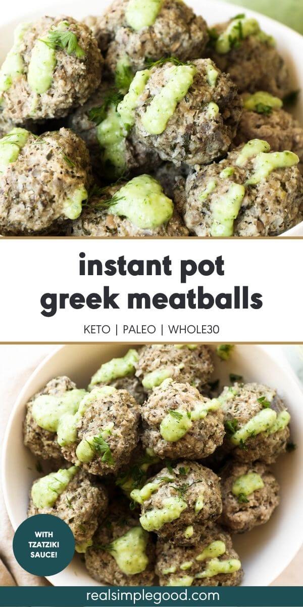 Instant Pot Greek Meatballs with Tzatziki  Keto  - 6