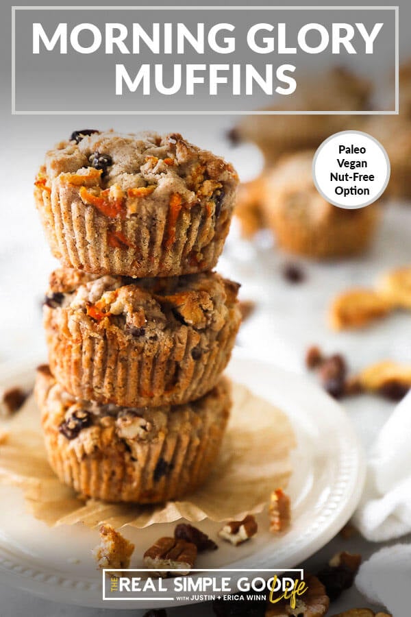 Morning Glory Breakfast Muffins  Paleo  Vegan   Nut Free option  - 24