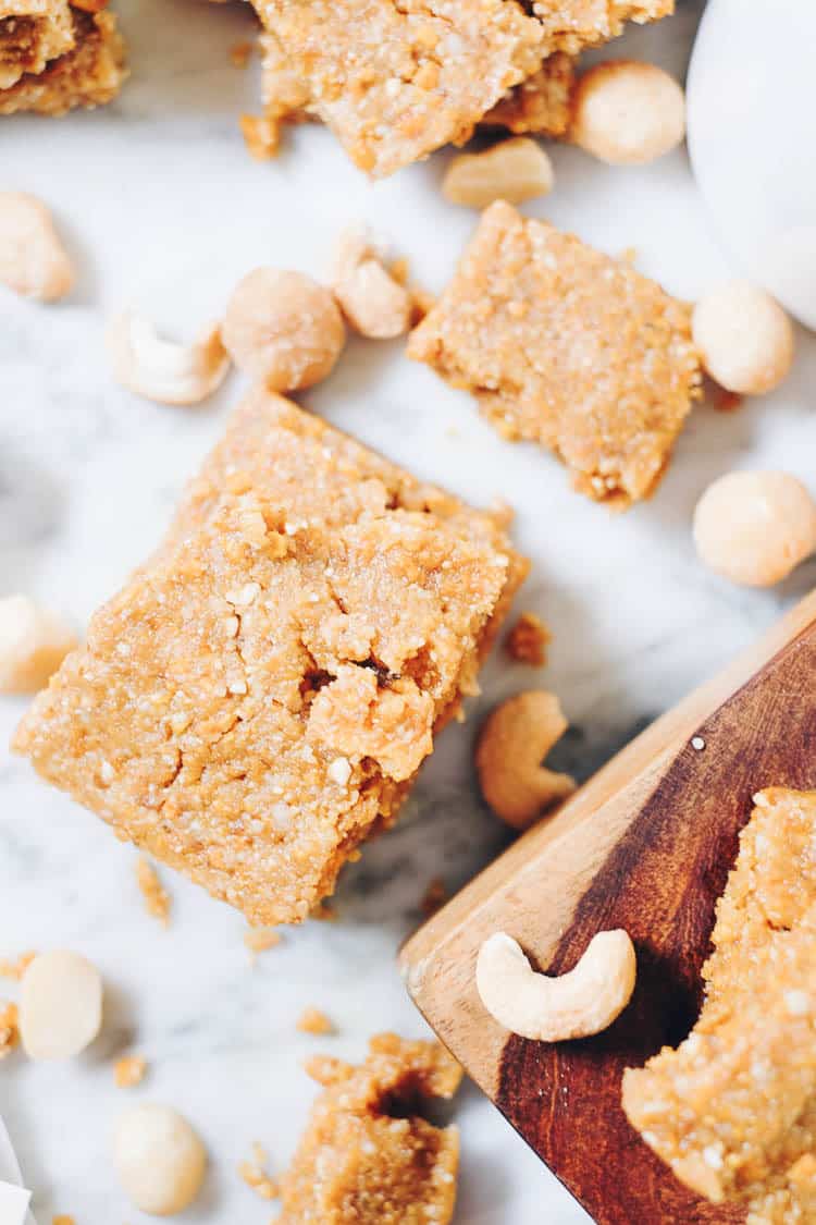 These Paleo No Bake Mango Bars are the perfect snack to make and have on hand. They have only seven ingredients and take about 10 minutes of your time! Paleo, Gluten-Free + Refined Sugar-Free. | realsimplegood.com