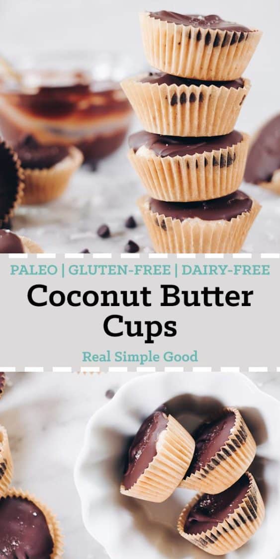 These Paleo coconut butter cups are my latest salty-sweet creation that I've made into the perfect two-bite sized treat! They're gluten-free and dairy-free! | realsimplegood.com