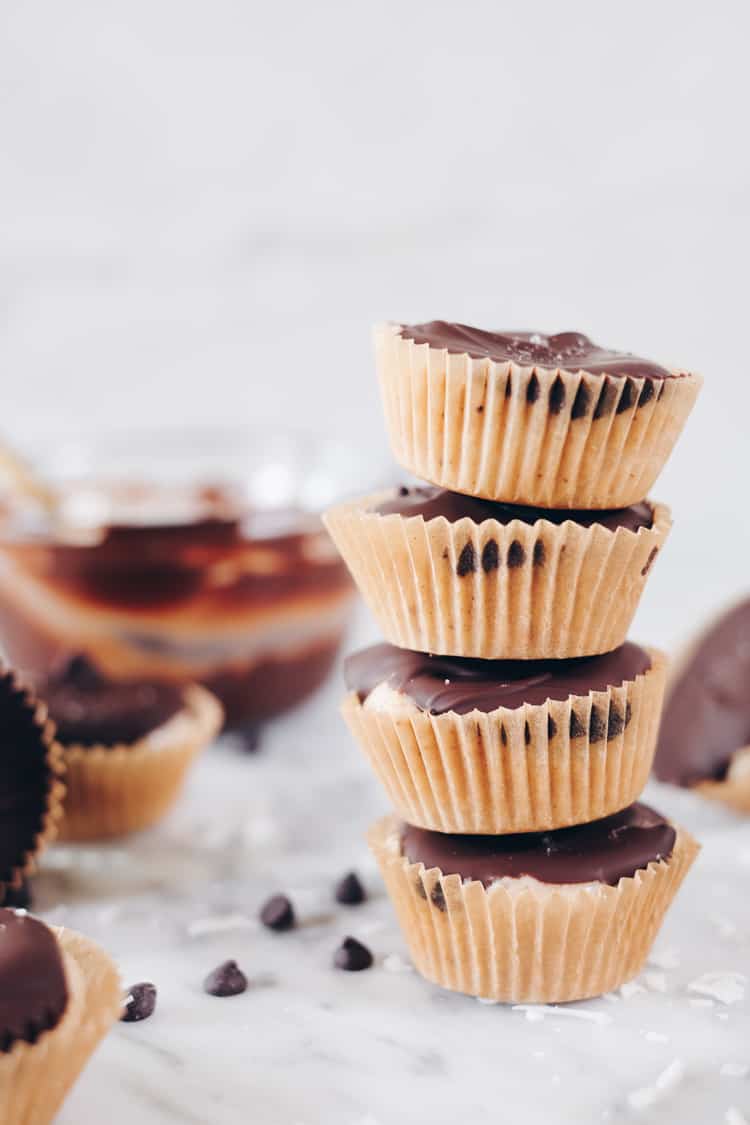 Collagen Matcha Dark Chocolate Coconut Butter Cups - Ambitious Kitchen