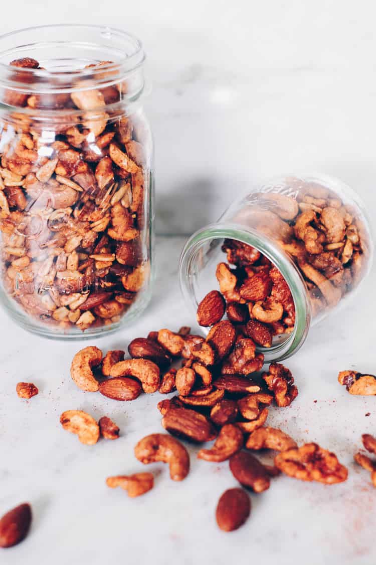 These Paleo spiced nuts are a great way to add extra flavor to your day! They are super simple and easy to make and obviously crazy addicting! Whole30 too! #paleo #whole30 #holidays #mixednuts #spicednuts | realsimplegood.com