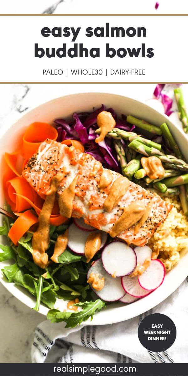 25-Minute Salmon Buddha Bowls with Creamy Peanut Sauce