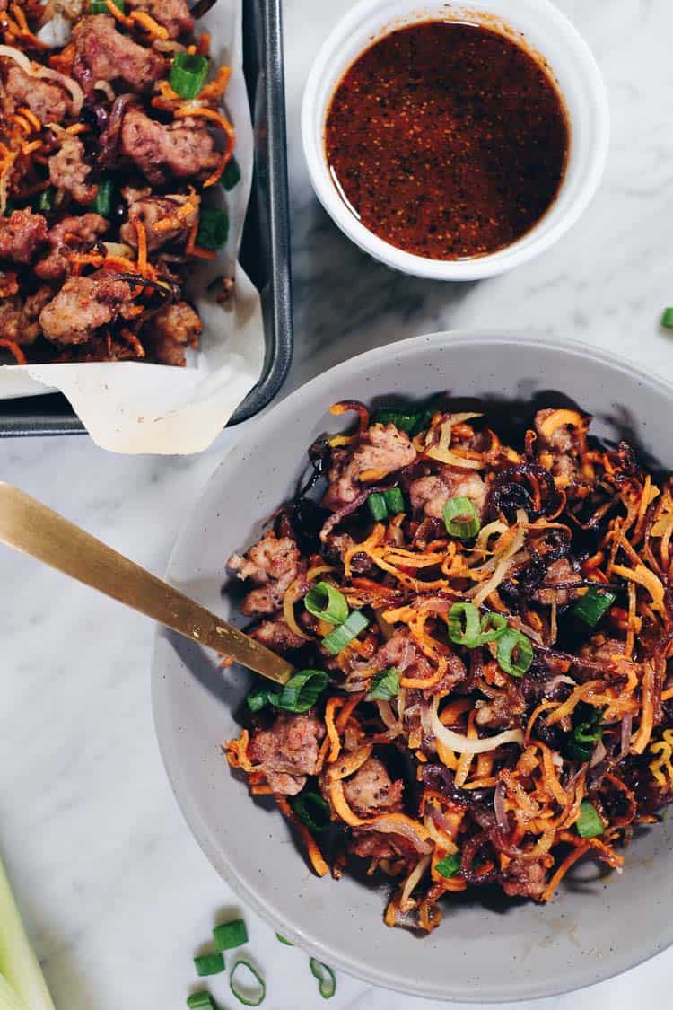 Sheet Pan Crispy Vegetable Noodles and Pork  Paleo   Whole30  - 20