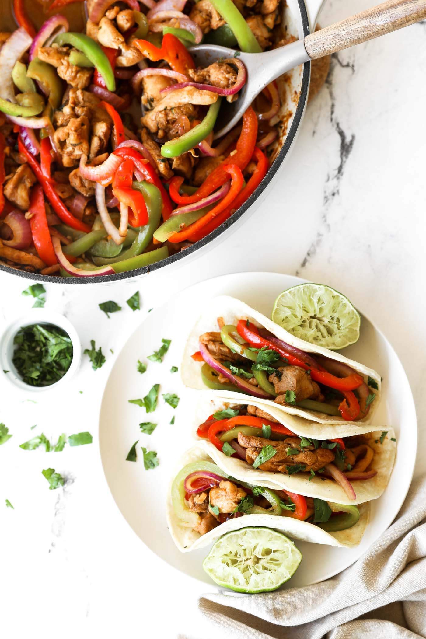 Sizzling Skillet Chicken Fajita Tacos - Real Simple Good