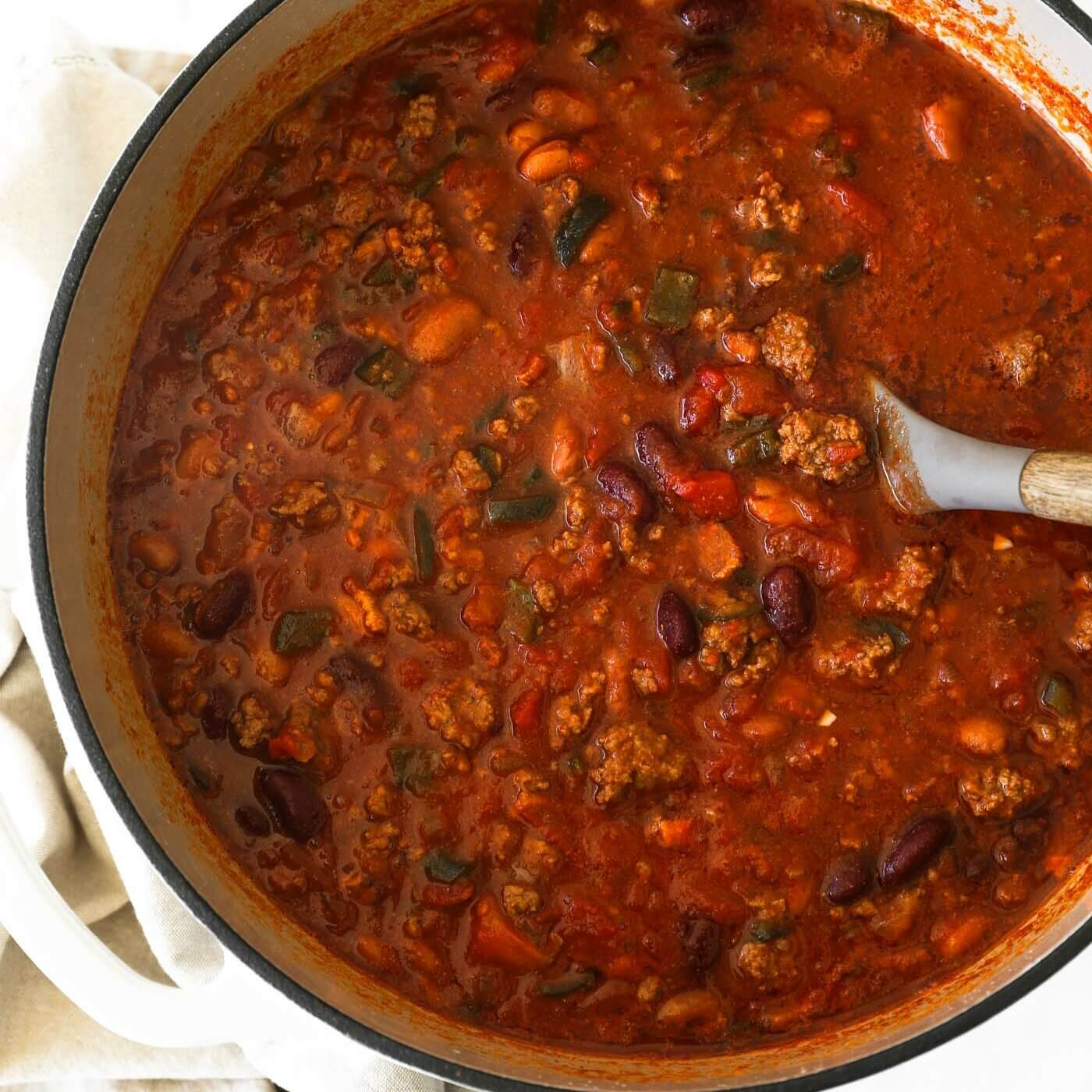 Smoky Dutch Oven Chili with Ground Beef - Real Simple Good