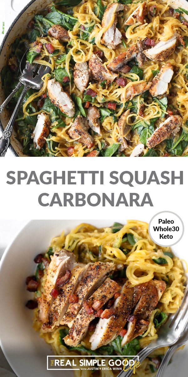 Spaghetti Squash Carbonara (Paleo, Whole30 + Low Carb)