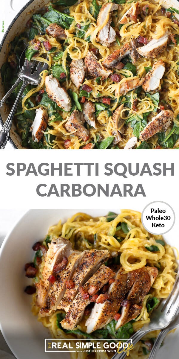 Spaghetti Squash Carbonara  Paleo  Whole30   Low Carb  - 48